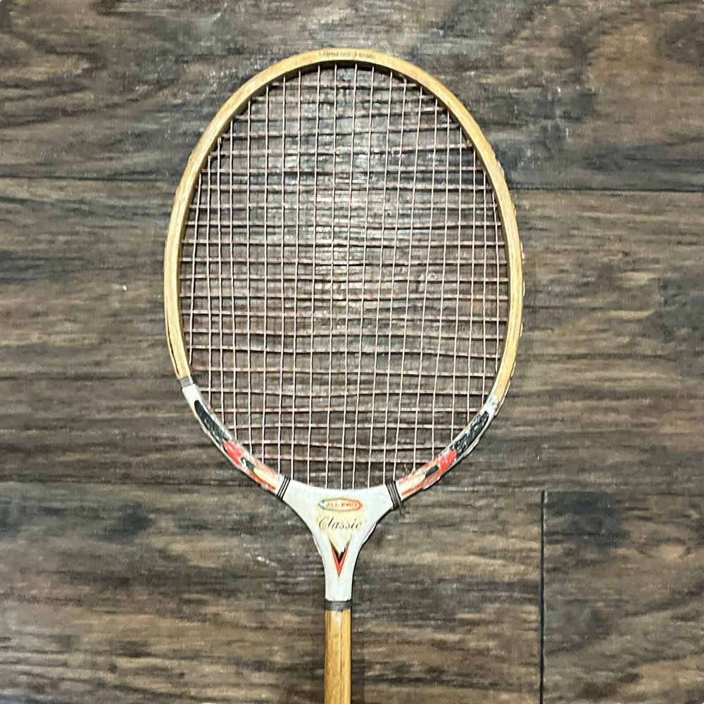 Three Vintage Wood Badminton Rackets & Press Frames All Pro Classic Campbell 33 - Picture 15 of 16